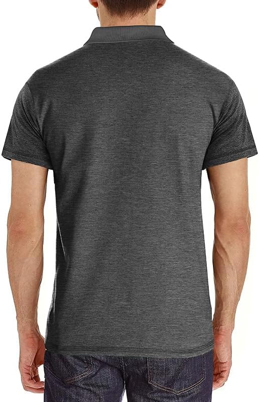Men's Classic Cotton Polo Shirt Short Sleeve Button Golf Tee