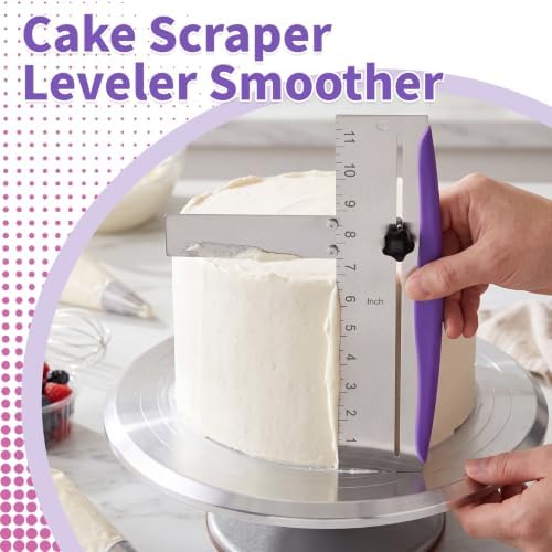 12 Inch Adjustable Cake Scraper, Cake Smoother & Leveler