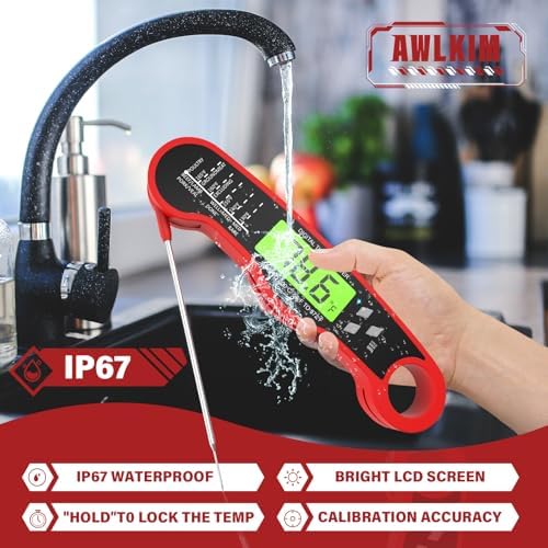 AWLKIM Meat Thermometer Digital, Instant Read Food Thermometer