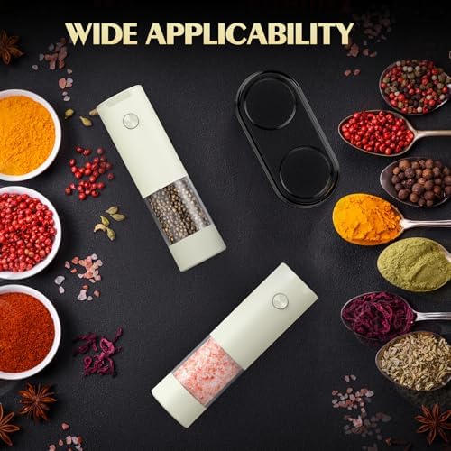 Salt and Pepper Grinder Set Electric Adjustable Coarseness Salt Pepper Grinder