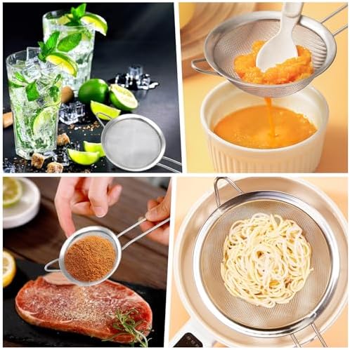 3 Pack Fine Mesh Strainer, Small Stainless Steel Sieves