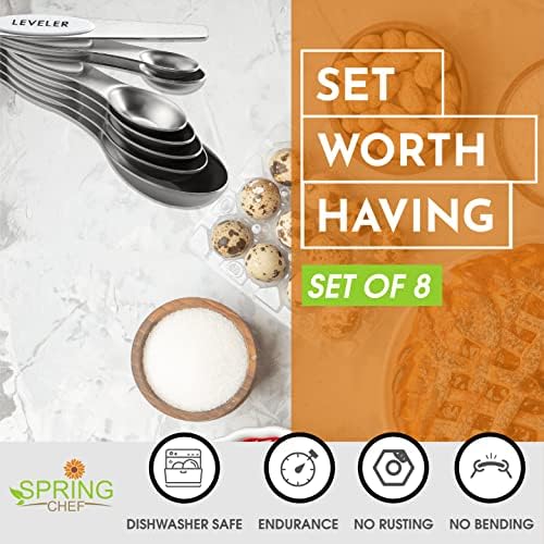 Spring Chef Stainless Steel 8 Magnetic Measuring Spoons