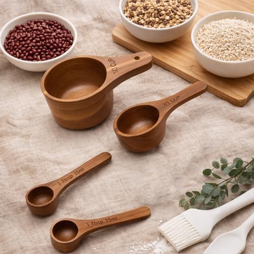 Wooden Measuring Cups and Spoons Set