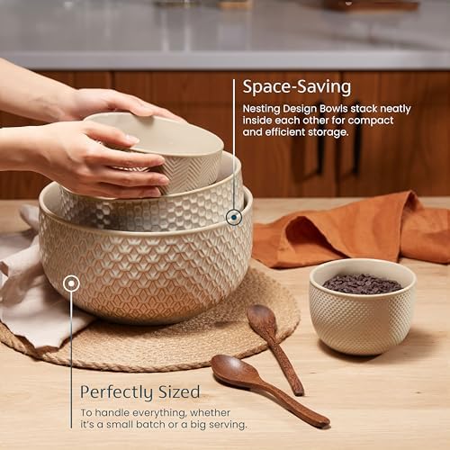 KooK Ceramic Nesting Bowls, Oven Safe