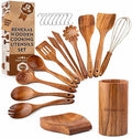 Kitchen Utensils Set, 12 Piece Teak Wooden Utensil Set