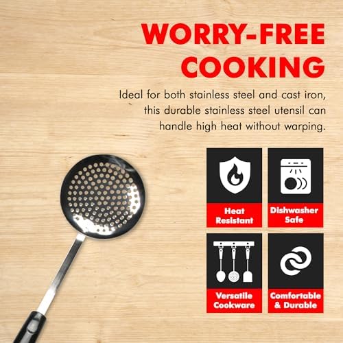 Chef Craft Select Sturdy Skimmer, 13.25 inch, Stainless Steel