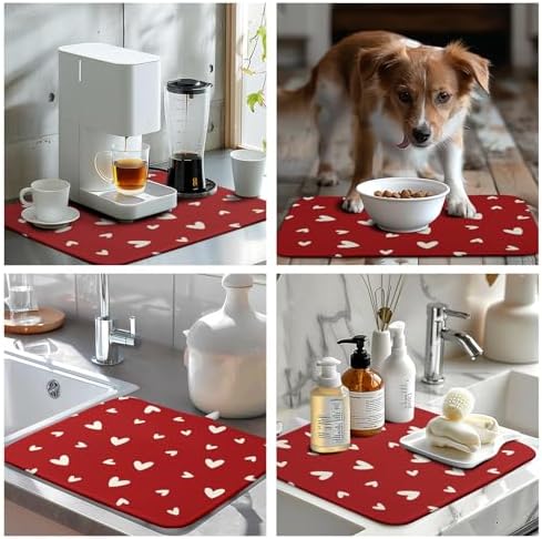 Valentine's Day Love Heart Dish Drying Mat