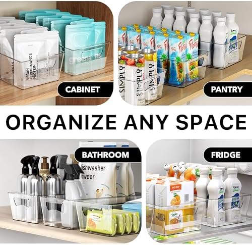 Simple Houseware 4 Pcs Pantry Clear Bin Storage Organizer