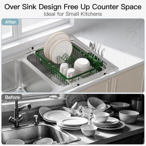 JASIWAY Green Dish Drying Rack Over the Sink
