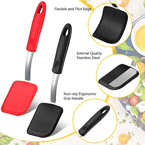 2Pcs Mini Silicone Cookie Brownie Spatula, Solid Flat