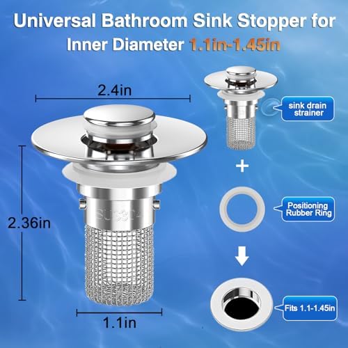 Bathroom Sink Drain Strainer, Pop-up Sink Drain Strainer