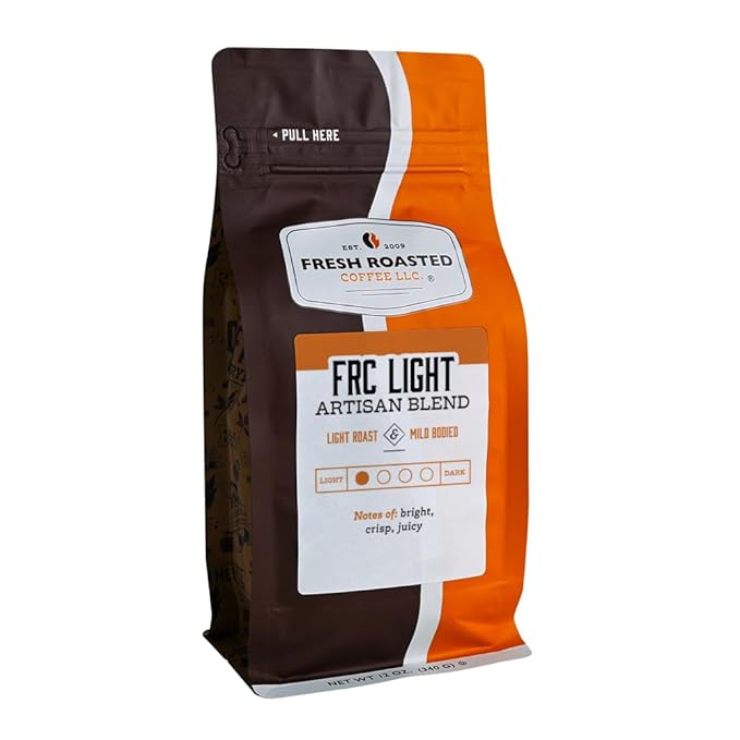 Fresh Roasted Coffee, FRC Light Roast Blend, 12 oz, Kosher, Whole Bean
