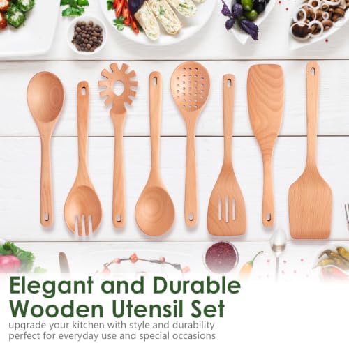 HOWHONG 8-Piece Beech Wood Cooking Utensils Set