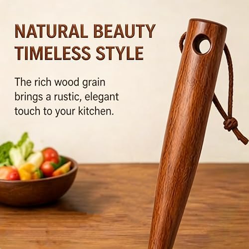 Teak Wooden Meat Masher Chopper, Wooden Ground Beef Masher, Hamburger Meat