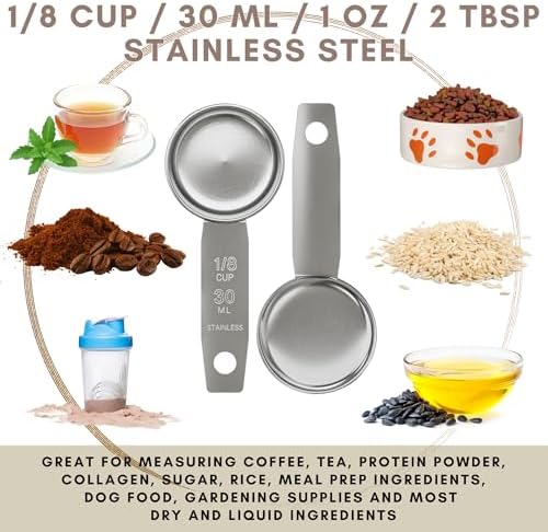 1/8 Cup Stainless Steel Measuring Cup | Sturdy Metal 30 ml | 30 cc | 1 oz |