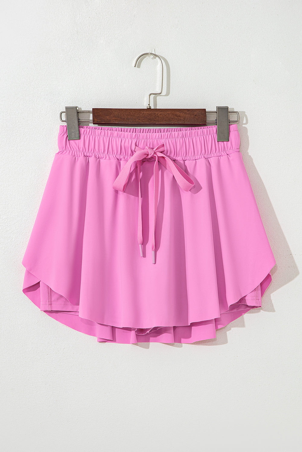 High-Waist Pink Tennis Skorts with Drawstring | Lined A-Line