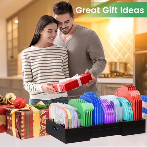 Kiasthome Expandable Bamboo Lid Organizers Inside Cabinet, Kitchen Cabinet