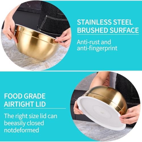 4 Piece Gold Mixing Bowls With Lids