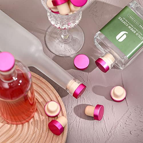 Yookeer 24 Pcs Cork Bottle Stoppers T-Shaped, Rose Red