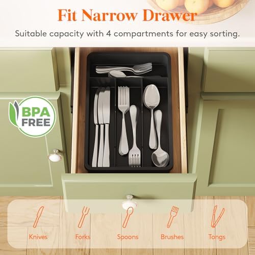 Lifewit Silverware Drawer Organizer Tray, Cutlery Storage