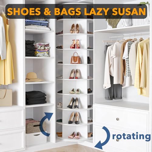 SpaceAid 9 Tier Rotating Shoe Rack Tower, Spinning Shoe Display Lazy Susan