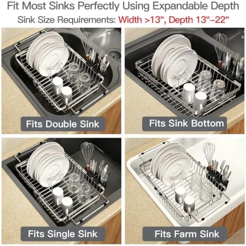 MAJALiS Expandable Dish Drying Rack Over The Sink