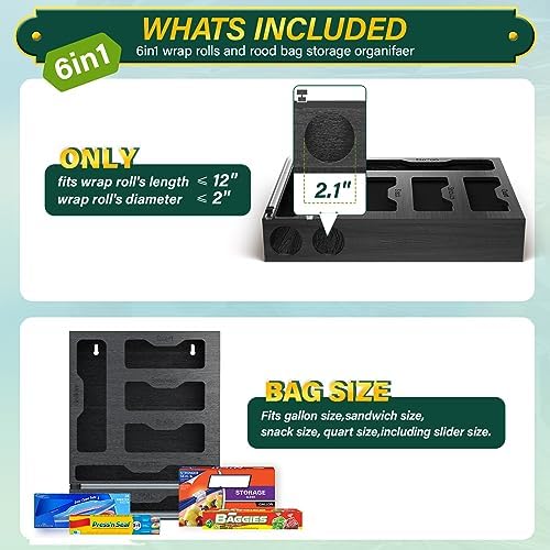 KOCWELL Bag Organizer & Plastic Wrap Dispenser