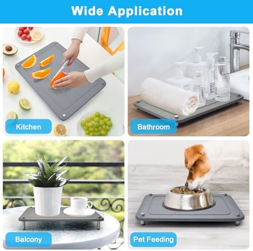 3Pcs Nesting Stone Drying Mat for Kitchen Counter, Quick Drying Dish Drying Mat