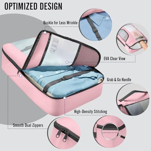 Veken 10 Set Packing Cubes for Travel Essentials, Anti-Wrinkle Buckled Suitcase