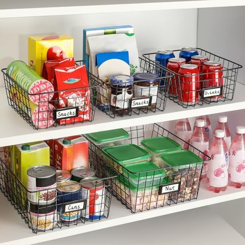 6 Pack Wire Baskets for Pantry Organization and Storage, Kitchen Organizer