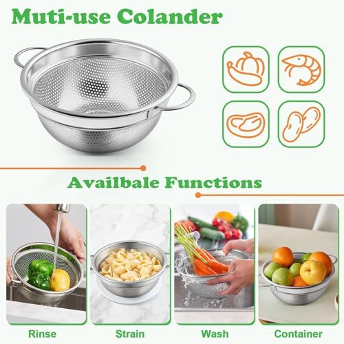P&P CHEF 3 Quart Colander Strainer Stainless Steel Kitchen