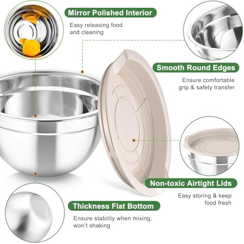 TeamFar Mixing Bowls with Lids