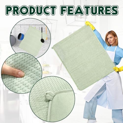 2 Pack 30 x 24 inch Extra Large Microfiber Dish Drying Mat, Light Green