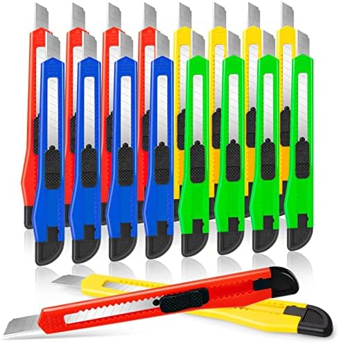 DIYSELF 16 Pack Utility Knife Retractable Box Cutters, 9mm Snap-Off Blades