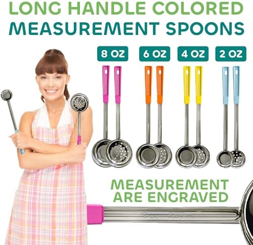 Portion Control Serving Spoons, 8 Piece Set Stainless Steel Measuring Cups