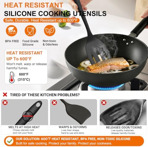 Beijiyi 4 Pack Silicone Spatula Set, High Heat Resistant,