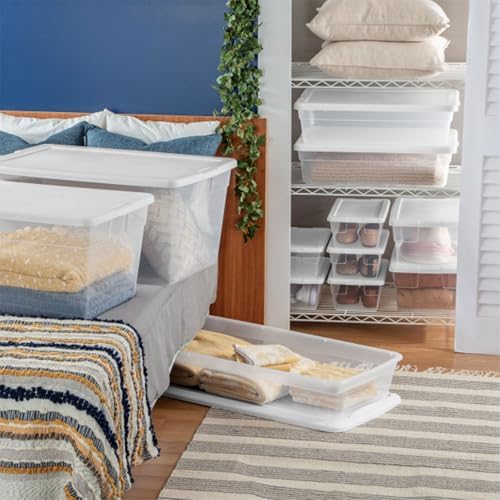 Sterilite 12-Pack 41 Quart Storage Box, Stackable Clear Plastic Bins
