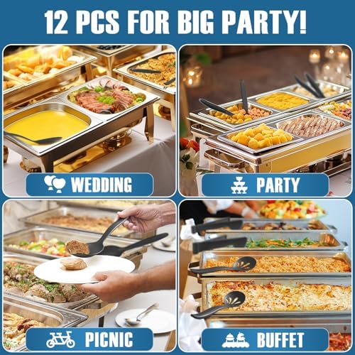 Reusable Plastic Serving Utensils Set of 12, Wheat straw Large Serving set 10"