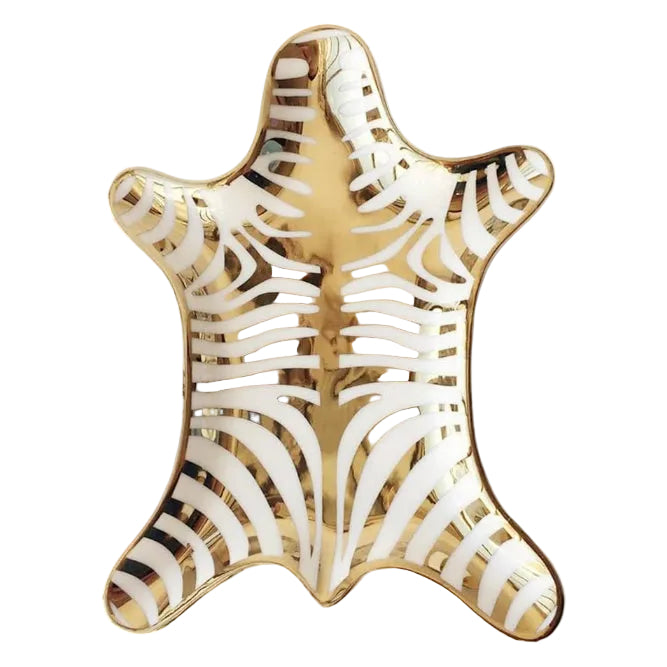 Gold Zebra Ceramic Trinket Tray - Jewelry Organizer