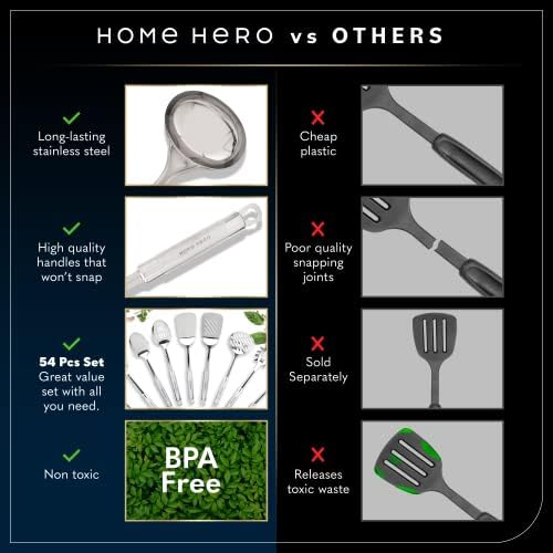Home Hero 54-Piece Stainless Steel Kitchen Utensils Set