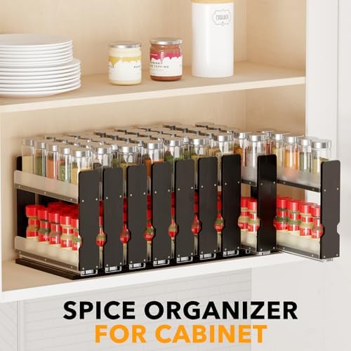 SpaceAid Bamboo Pull Out Spice Rack Organizer