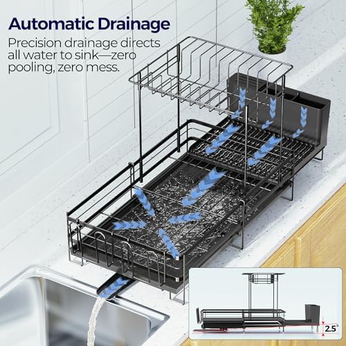 Large Dish Drying Rack, Expandable Dish Rack