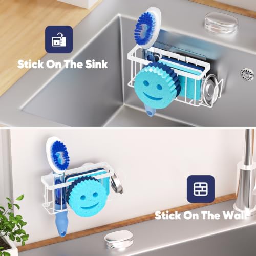 MURLONG Sponge Holder for Kitchen Sink, Sink Caddy Smiley Face-White