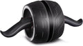 Abdominal Wheel Roller with Resistance Spring, 14.6"W Automatic Rebound Exercise Strength-Training Roller, Core Work-out Fitness Wheels with Knee Pad