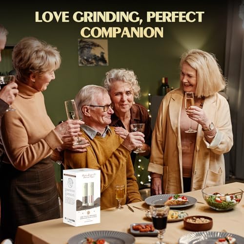 Salt and Pepper Grinder Set Electric Adjustable Coarseness Salt Pepper Grinder