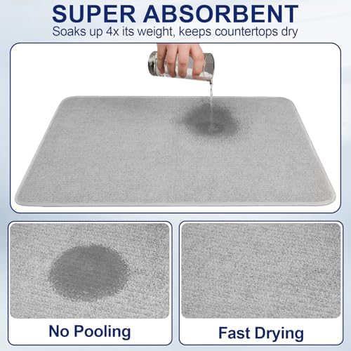 Large Dish Drying Mat 2 Pack, 23.8" x 17.3" Microfiber Ultra Absorbent