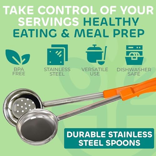 Portion Control Serving Spoons, 8 Piece Set Stainless Steel Measuring Cups