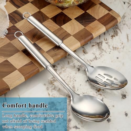 Cooking Spoons Set, ReaNea Stainless Steel Kitchen Solid Slotted Spoon