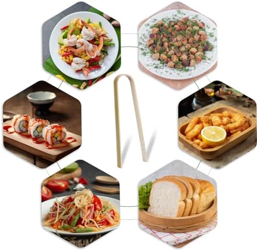 KALIONE 20 Pcs Mini Wooden Tongs Disposable Cooking Utensils Bamboo Tongs