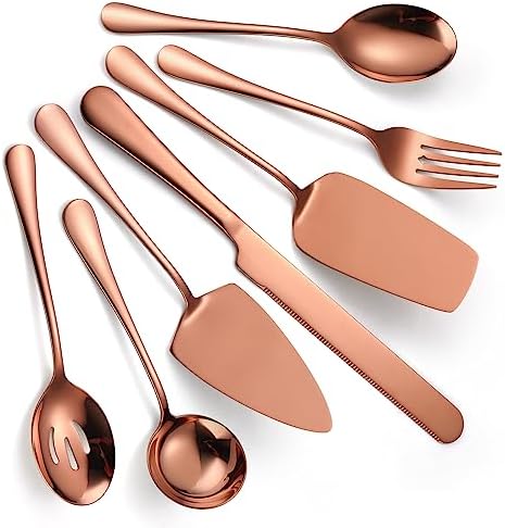 Copper Utensils Serving Set Rose Gold Stainless Steel Flatware Cake Knife Sever